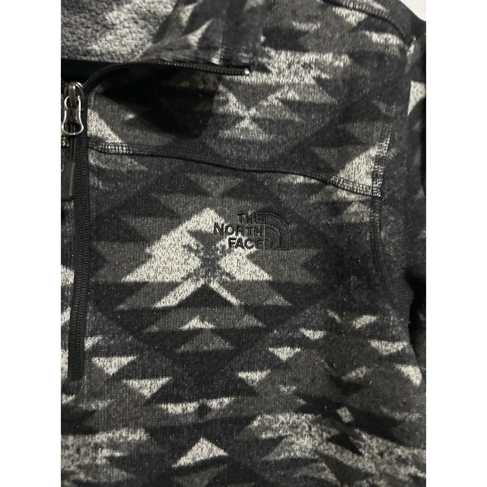 The North Face L Quarter Zip Fleece‎ Pullover Better Sweater Aztec Black Gray